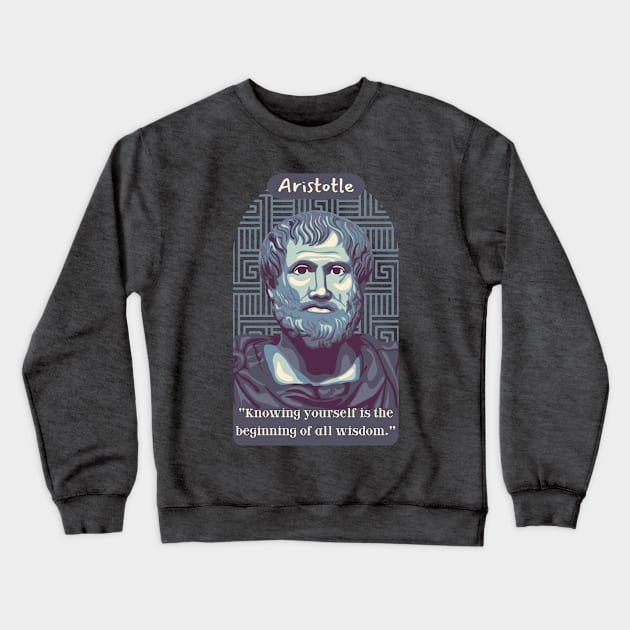 Aristotle Portrait and Quote Crewneck Sweatshirt by Slightly Unhinged